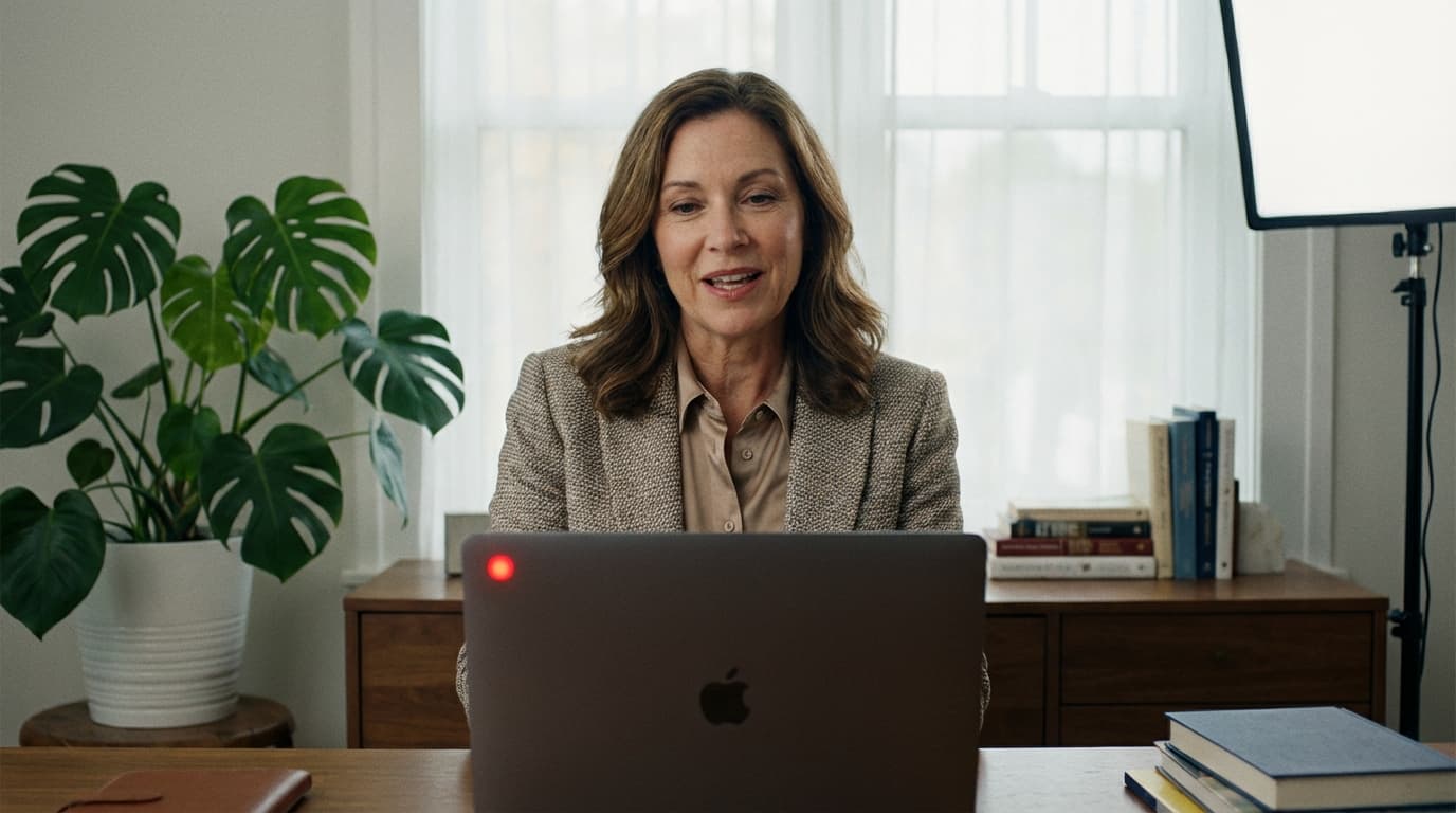 Candidate recording a one-way video interview at home